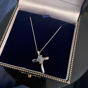 14K White Gold Cross Necklace